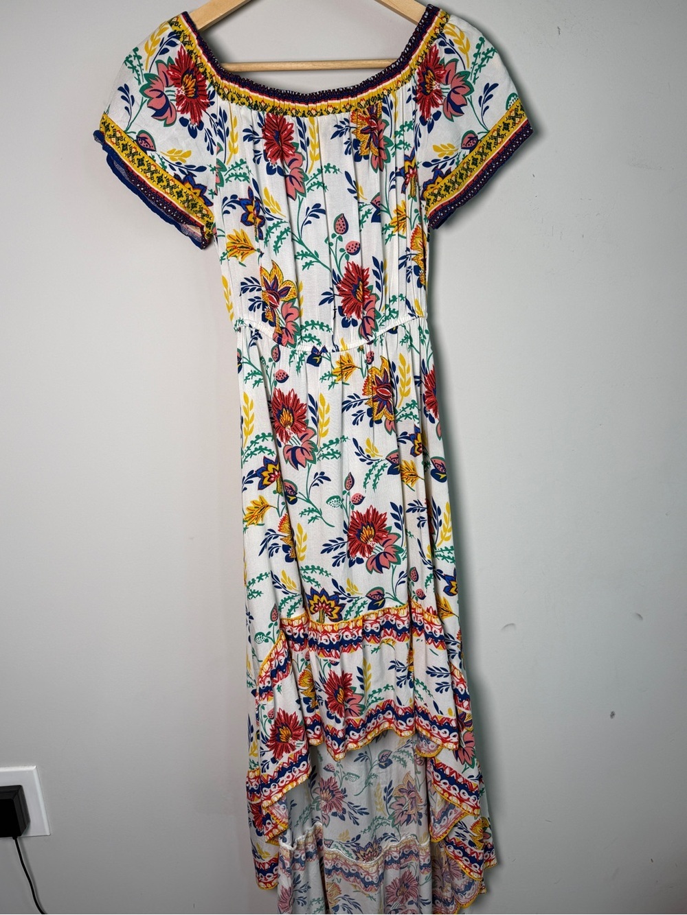 Flying Tomato Floral High Low Boho Off Shoulder Maxi Dress Floral Vacation Sz S